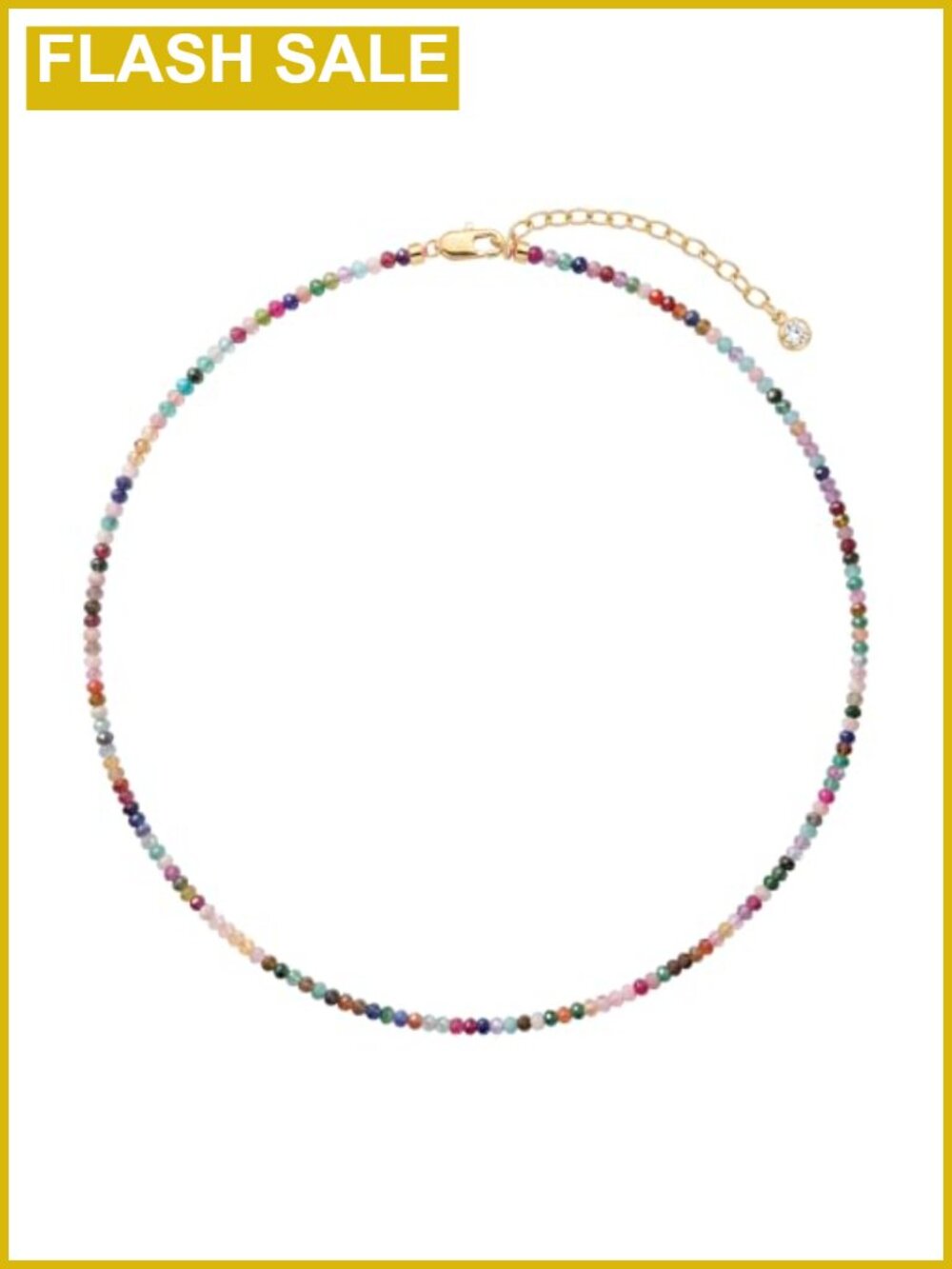 Beaded Gemstone Choker Necklace 14K Gold Plated Lobster Clasp